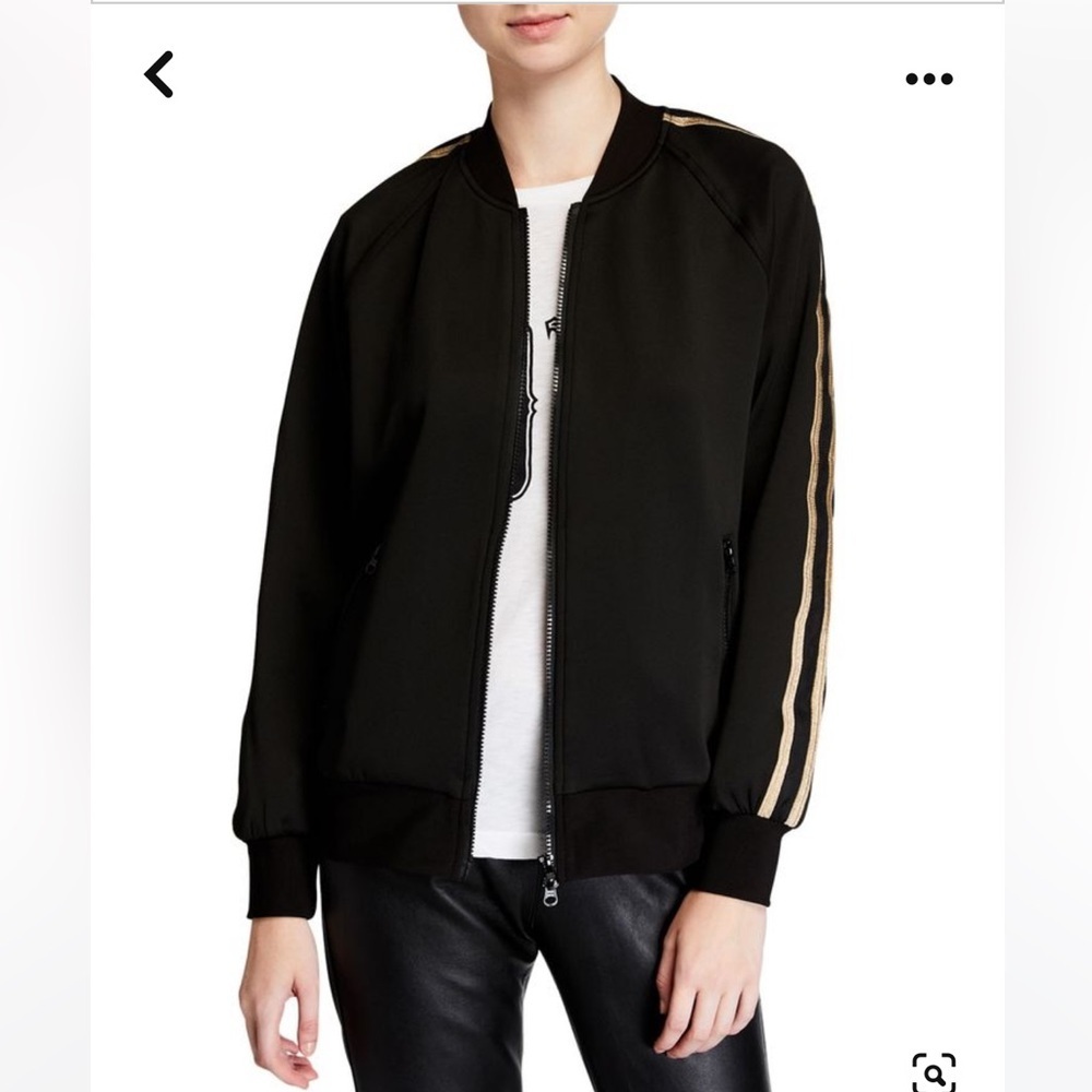 Pam & Gela bomber zip up with golden sparkly metallic stripes down the side